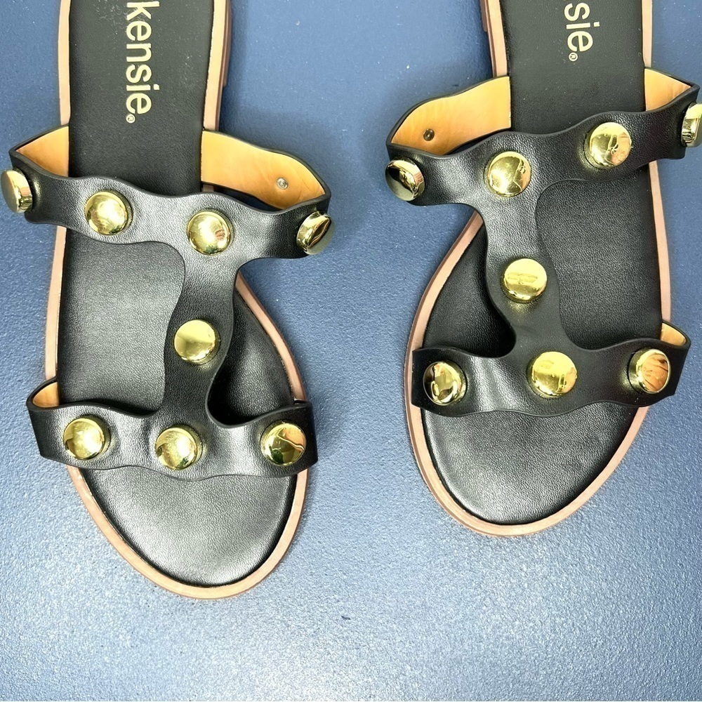 Kensie Manette Black Decorated Metal Slip On Sandal Size 6 - Picture 9 of 15